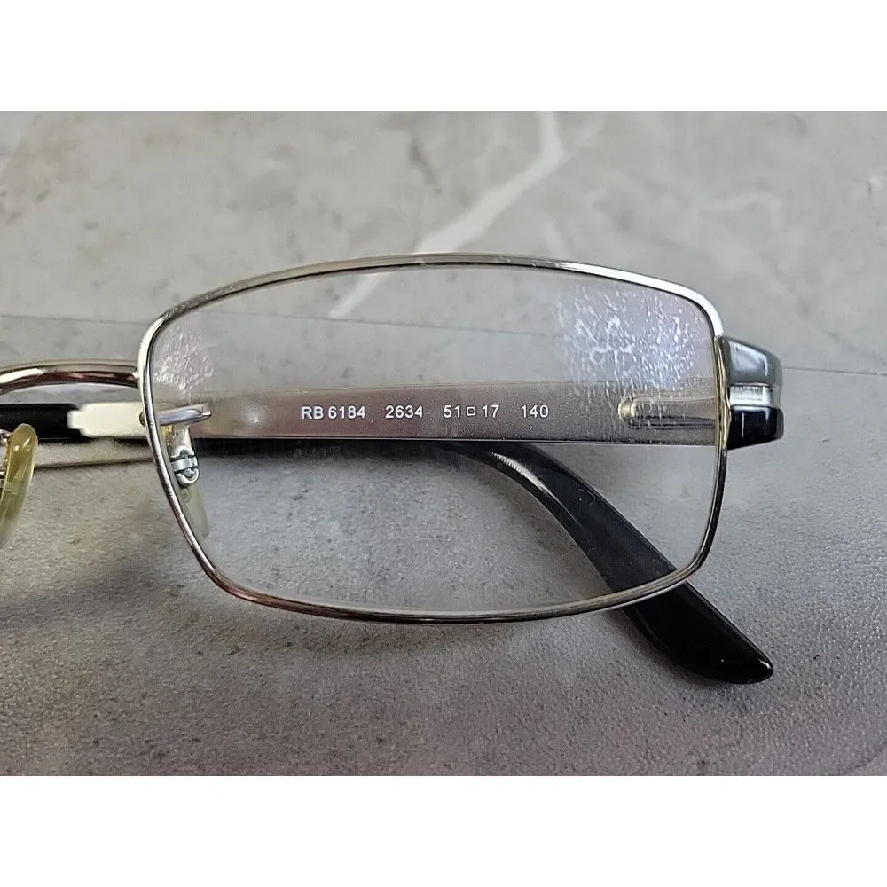 Ray Ban‎ RB6184 2634 Silver Rectangle Eyeglasses Frames Only 51-17 140